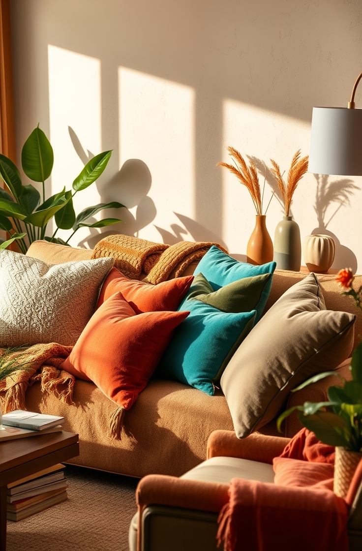 Use Throw Pillows and Blankets