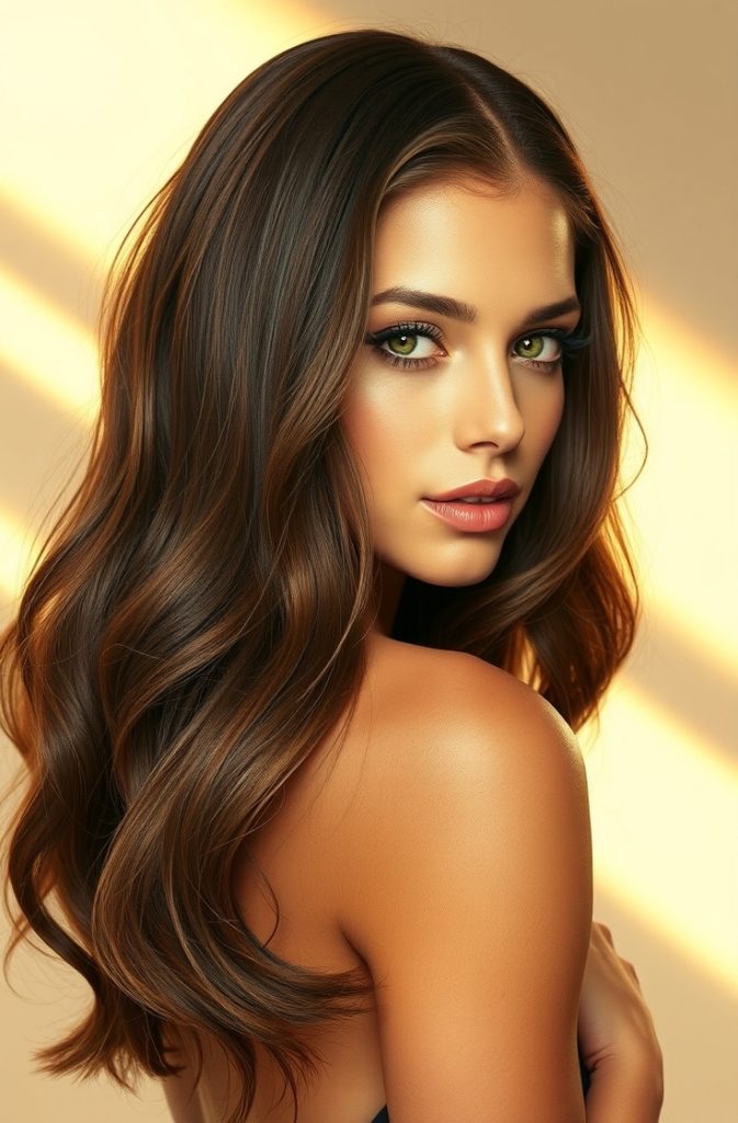 Rich Chocolate Brown with Caramel Highlights