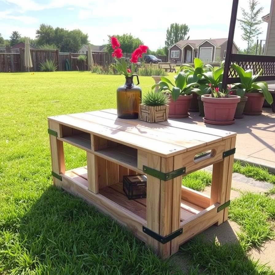 Simple Side Table from Crates for Outdoor Furniture