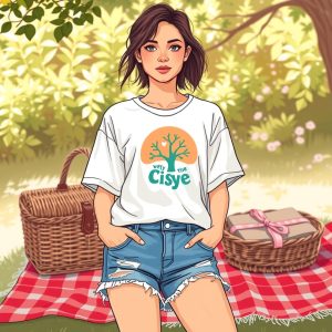 Casual Denim Shorts and Graphic Tee