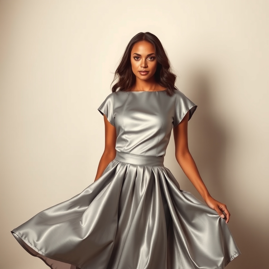Elegant Satin Skirt and Blouse