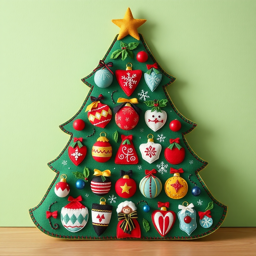 Felt Christmas Tree with Ornament Pockets