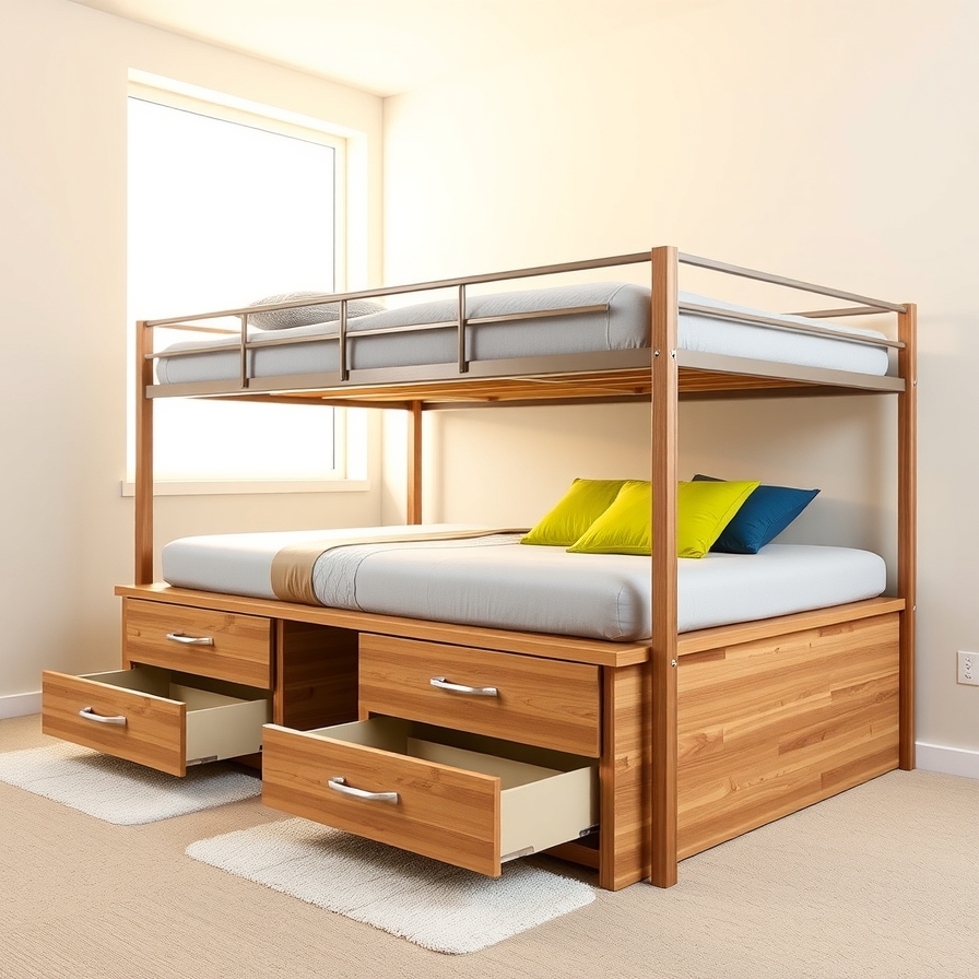 Loft Bed with Integrated Storage & Drawers