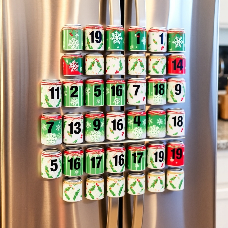 Magnetic Tin Can Advent Calendar for the Fridge