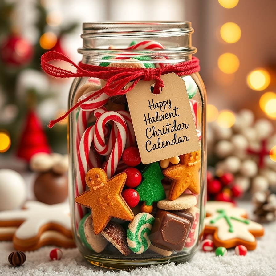 Mason Jar Advent Calendar filled with Holiday Treats