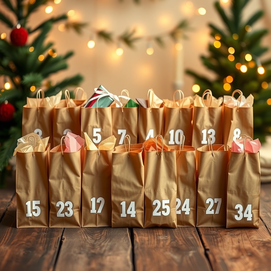 Paper Bag Advent Calendar with Number Stickers