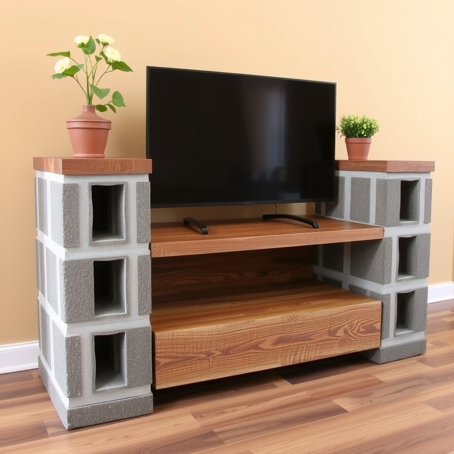 The Classic Cinder Block and Wood Plank Stand