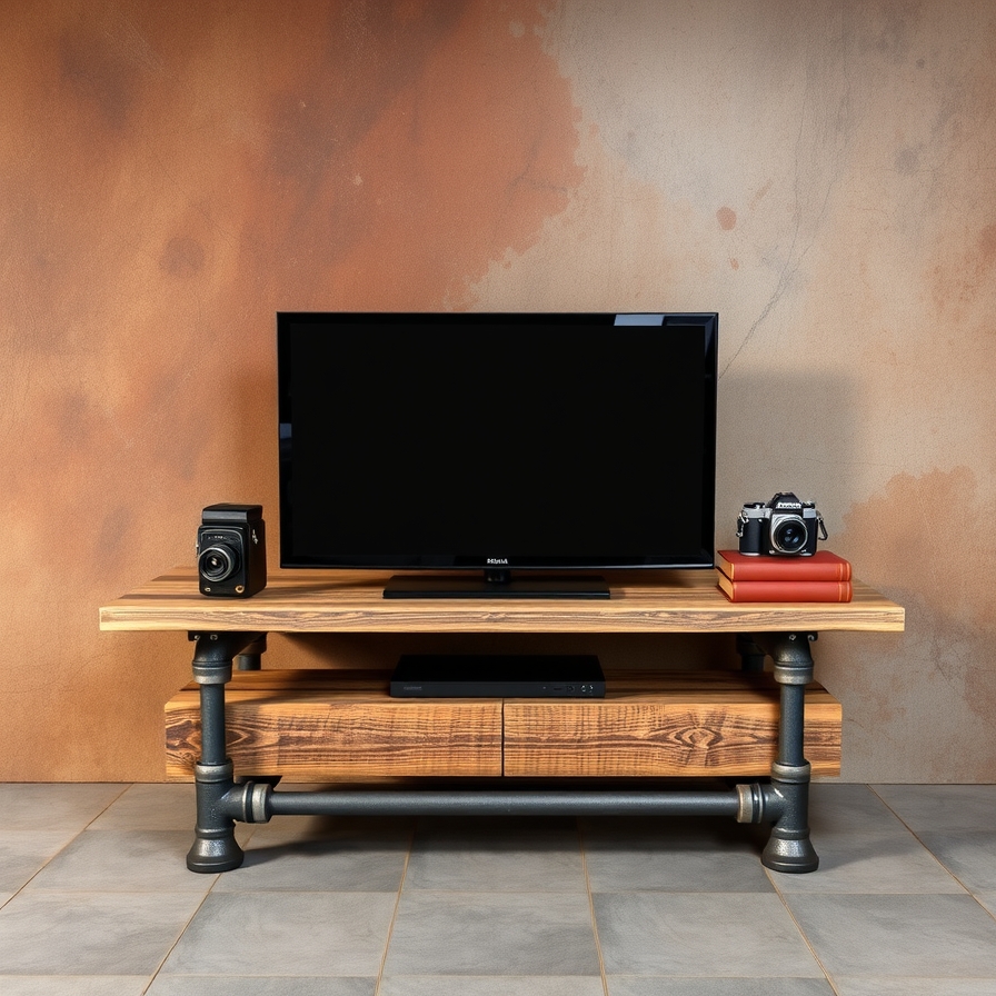 The Industrial Pipe and Wood Stand