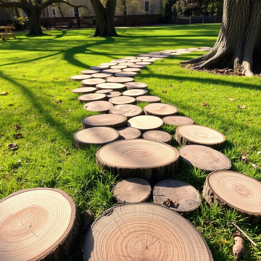 Wood Slice Stepping Path