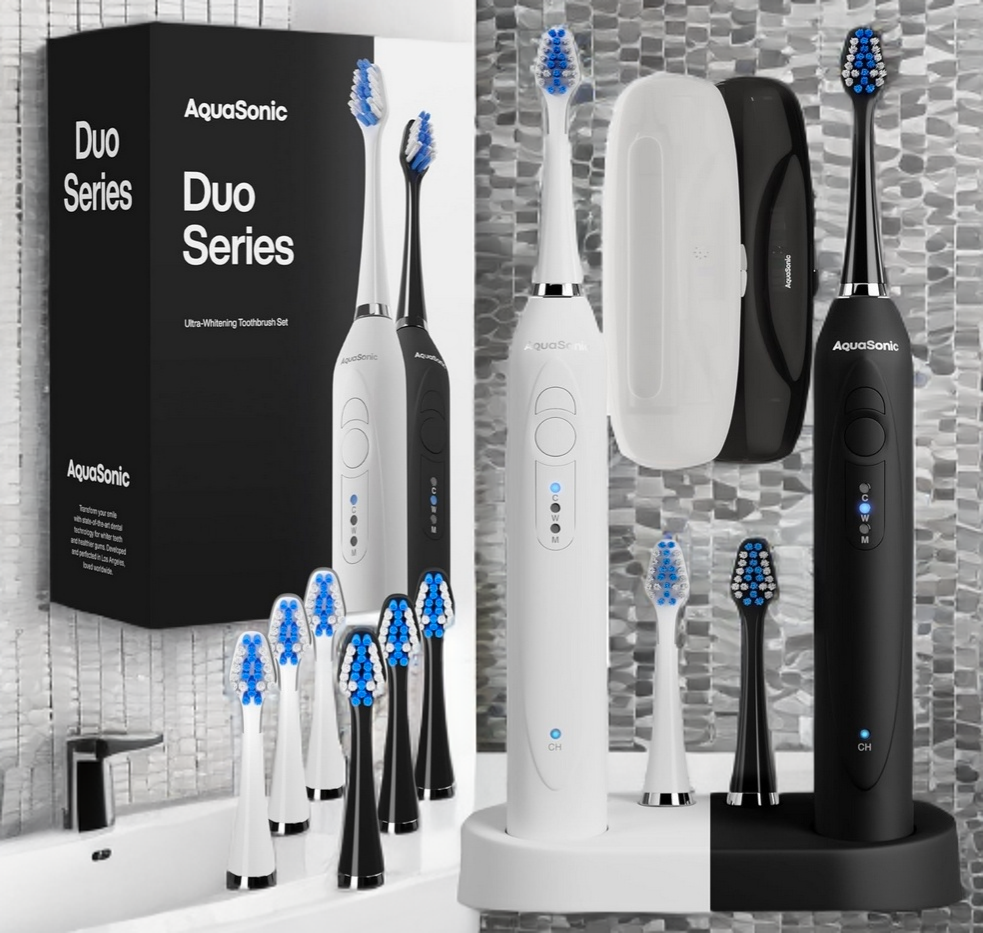 Aquasonic Duo - Dual Handle Ultra Whitening 40,000 VPM Wireless Charging Electric 