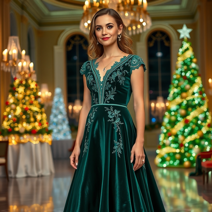 Elegant Green Velvet Dress for a Formal Party