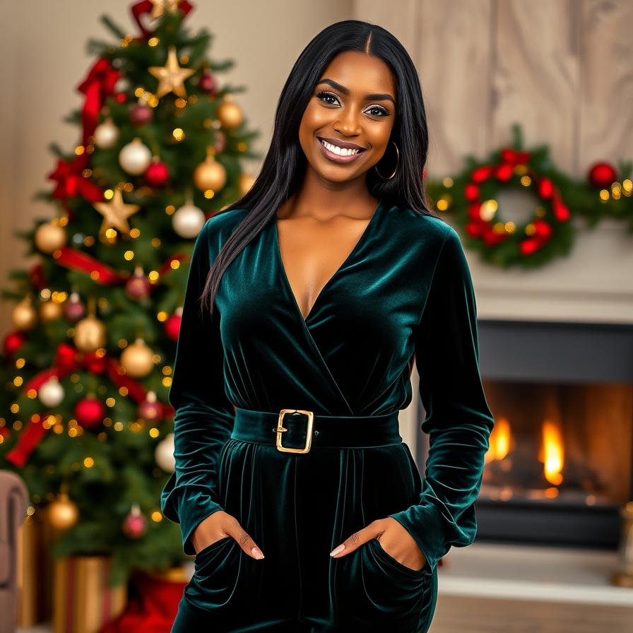 Long Sleeve Jumpsuit with Belt Detail